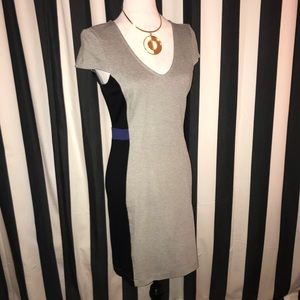 French Connection Grey Colorblock Sheath Dress EUC